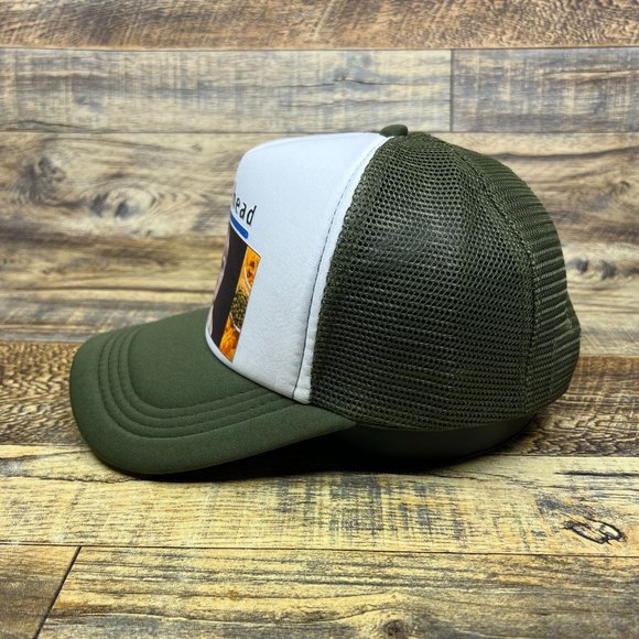 Radiohead Mens Trucker Hat Olive Snapback Pablo Honey 90s Rock Grunge Album Cap - Picture 4 of 8